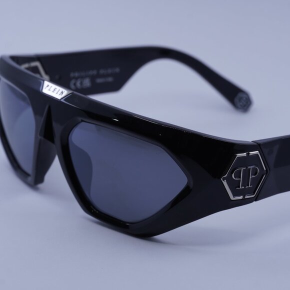 Philipp Plein SPP153 Z42X Sunglasses Black Geometric Frame, Grey Lenses - Picture 6 of 10